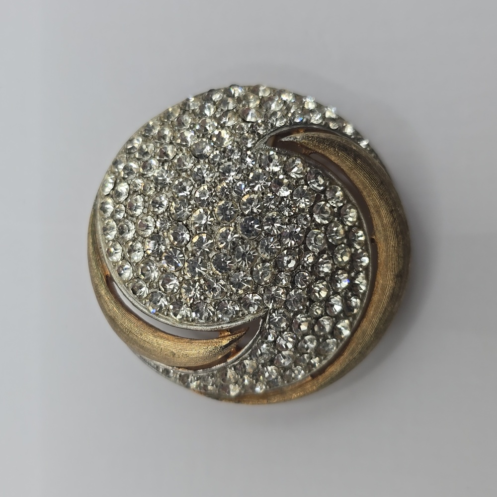 Vintage JJ Jonette Rhinestone Pave Dome Brooch